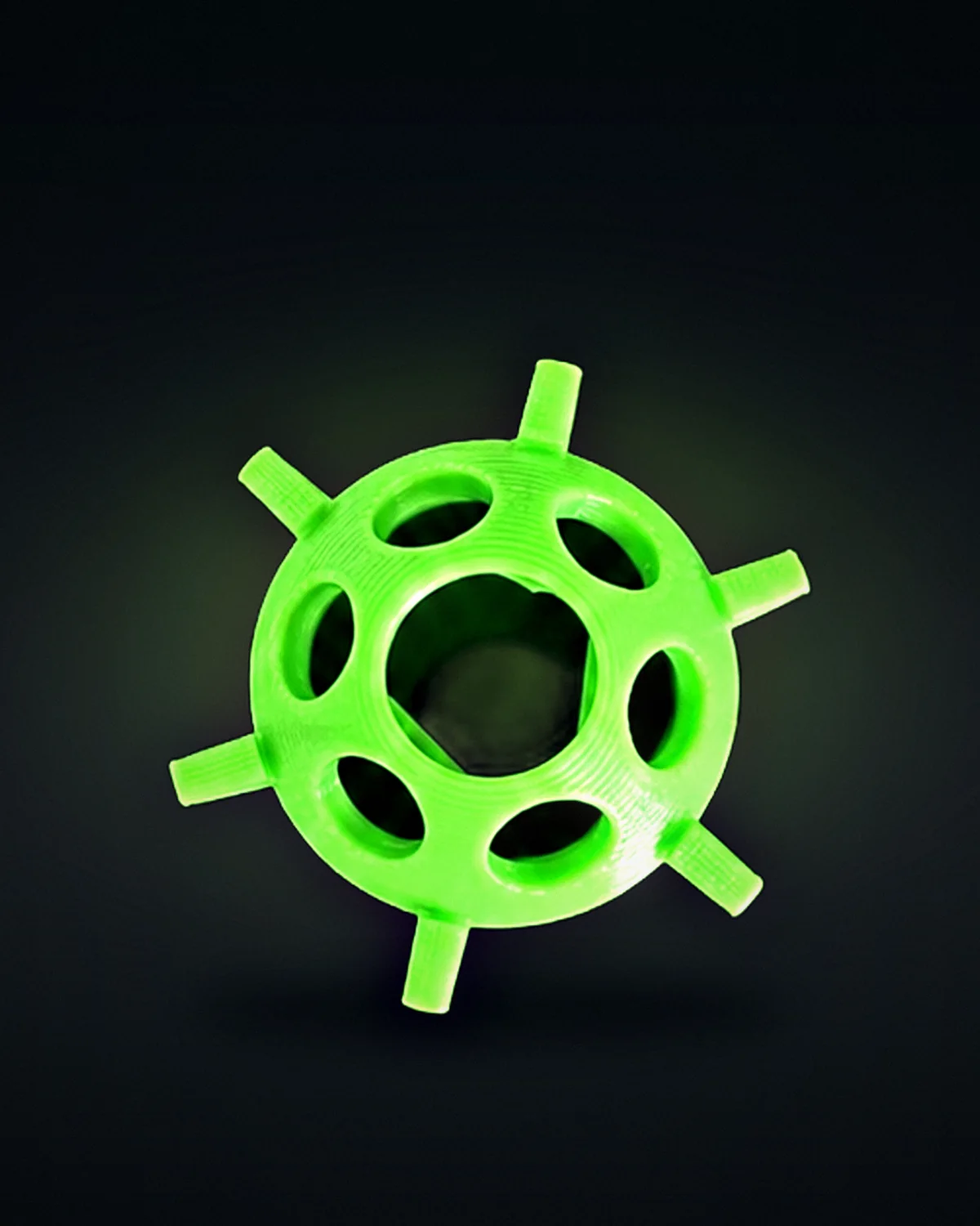 Close-up straight down the vented end hub of a GloveDash tube
